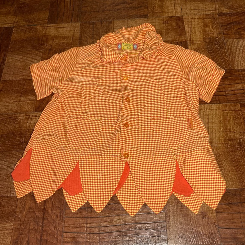 Pampolina Girls Orange Plaid Short Sleeve Top